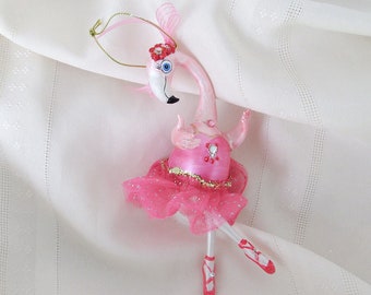 Pink Flamingo Tutu Ornament, Ballerina Flamingo Xmas Ornament, Bling Pink Flamingo for Christmas Tree, Ballerina Christmas Gift, Flamingo