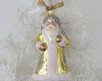 Gold Vintage Look Santa, Father Christmas Ornament, Golden Santa Ornament, Bling Beach Santa Ornament, Santa Claus Xmas Tree Decor