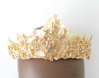 Seashell Tiara, Mermaid Crown, Beach Wedding Headpiece, Beach Wedding Crown, Tiara for Wedding, Golden Jeweled Crown or Tiara, Shell Crown