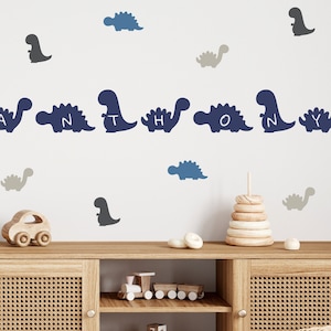 Dinosaur Name Sign Custom Dinosaur Wall Decal Personalized Baby Shower Gift Dinosaur