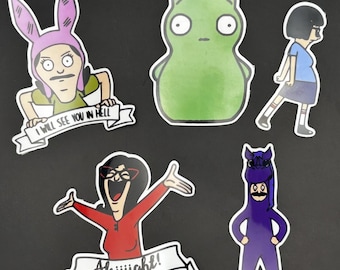 Bob's Burgers Stickers – Waterproof Vinyl – 3–4" Decals for Water Bottles, Laptops & More