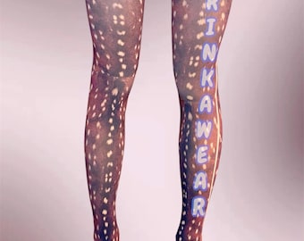 Deer Print Tights – Realistic Fawn Pattern Pantyhose, Cottagecore Animal Print Stockings, Nature Inspired Hosiery, Fall Aesthetic Gift