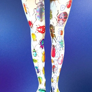 Colorful Bug Tights | Insect Print Pantyhose | Beetle Ladybug Spider Pattern