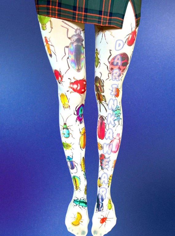 Colorful Bug Tights | Insect Print Pantyhose | Beetle Ladybug Spider Pattern