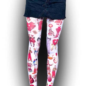 Medias vintage de payaso de circo: estética arlequín y espeluznante y adorable | Medias góticas alternativas Y2K | Medias estampadas novedosas S-3XXL