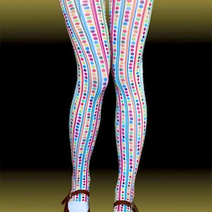 Y2K Candy Dot Tights – Colorful Alt Clowncore Striped Stockings | Festival Rave Legs S-XXXL Free US Shipping