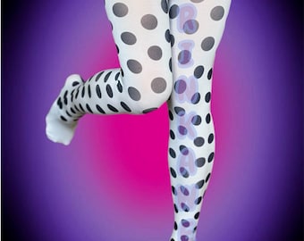 Black Polka Dot Tights – Retro Y2K White Sheer Pantyhose, Cute Kawaii Dots Stockings, Harajuku Aesthetic Legwear, Vintage 80s 90s Inspired