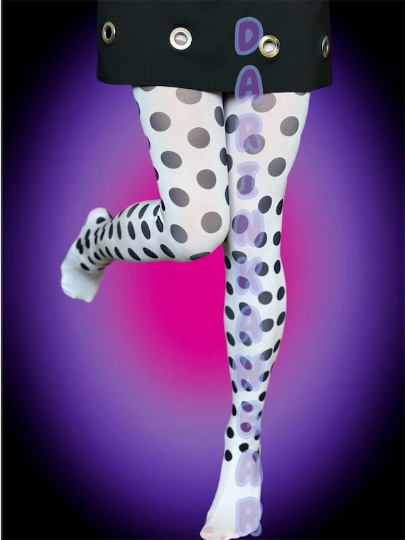 Black Polka Dot Tights – Retro Y2K White Sheer Pantyhose, Cute