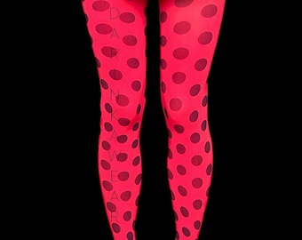 Rode panty's met stippen in Y2K-stijl | Stoere outfit voor alternatieve meisjes | Retro kerstlook | Leuk cadeau voor haar