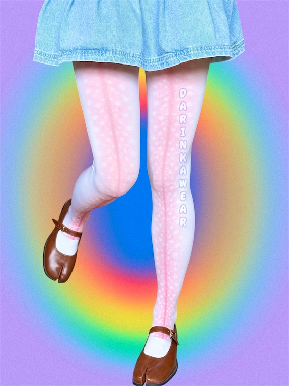 Deer Print Tights Aesthetic, Fawn Pattern Tights, Soft Pink Tights