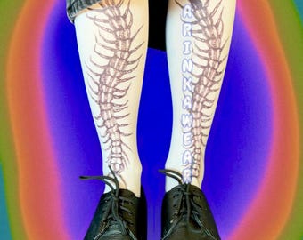 Creepy Centipede Socks – Weirdcore Bug Print Knee Highs, Alt Goth Aesthetic