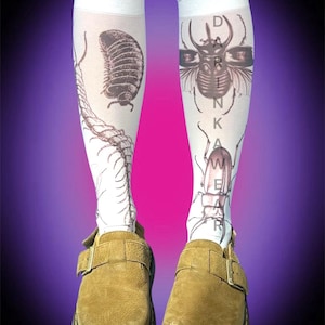 Creepy Insect Knee-Highs – Y2K Horrorcore Bug Socks, Alt Goth Stockings, Weirdcore Sciencecore Legwear