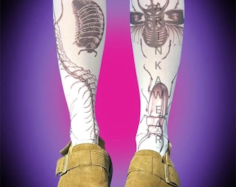 Creepy Insect Knee-Highs – Y2K Horrorcore Bug Socks, Alt Goth Stockings, Weirdcore Sciencecore Legwear