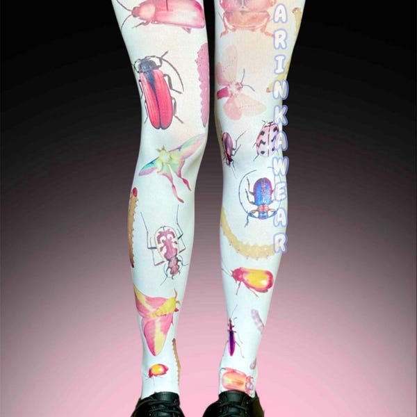 Collant con stampa di insetti – Y2K Alt Bugcore, calze carine e inquietanti | Vestito di Halloween