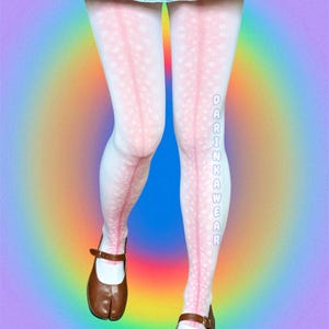Deer Print Tights Aesthetic, Fawn Pattern Tights, Soft Pink Tights image 5