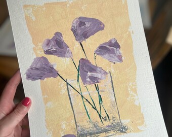 Abstract flowers original A4 painting