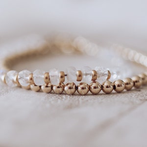 Simple Gold Beaded Stacking Bracelet | CraeVita