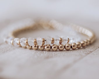 Simple Gold Beaded Stacking Bracelet | CraeVita