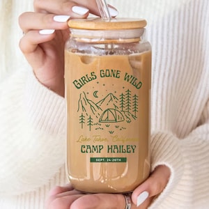 Custom Camp Bachelorette Sipper Glass Bridesmaid Cups Glamping Bachelorette Cups Bridesmaid Tumblers Girls Gone Mild Summer Camp Bach