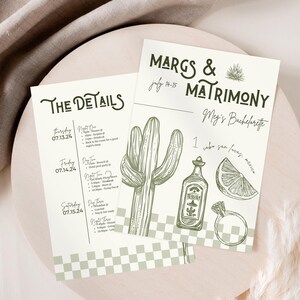 Margs and matrimony  bachelorette invite template for canva with tequila, margarita and lime illustrations