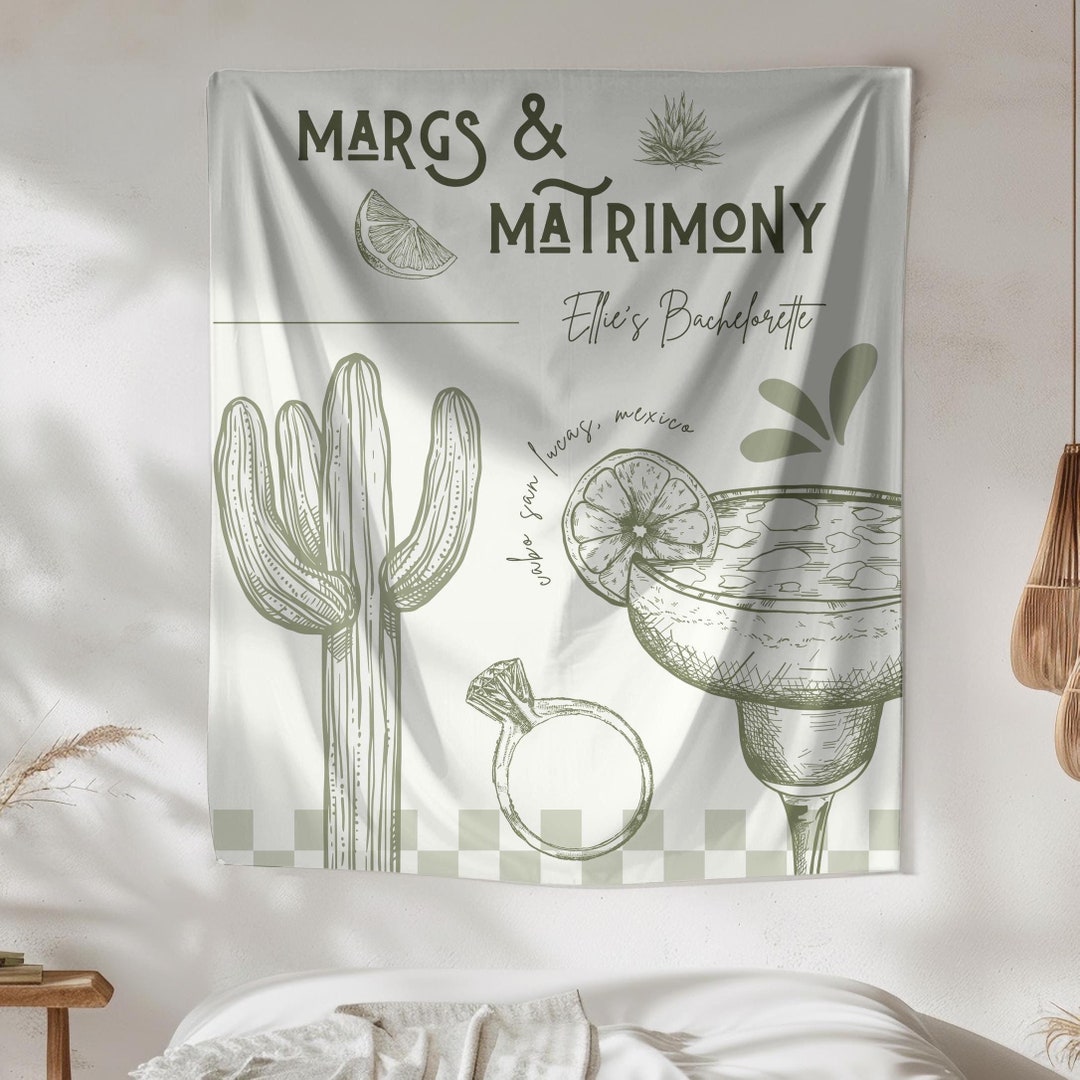 Margs and Matrimony Bachelorette Sign Custom Tapestry Custom Backdrop ...