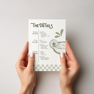 Margs and matrimony  bachelorette invite template for canva with tequila, margarita and lime illustrations