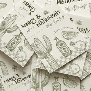 Margs and matrimony  bachelorette invite template for canva with tequila, margarita and lime illustrations