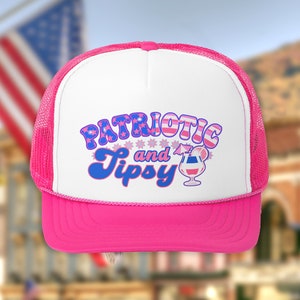 Freedom Hat, 4th Of July Hat, Gifts For Her, Patriot Gifts, Patriotic And Tipsy, Bachelorette Trucker Hat, USA Party, Trucker Hat For Women