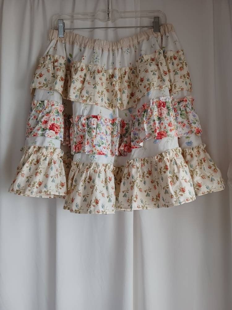 Ruffled, Country Girl's Skirt With Elastic, Comfortable Waist, Floral ...