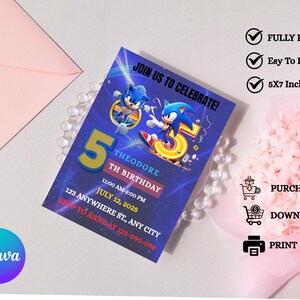 Theodore’s 5th Birthday Invitation, Editable Party Card Template, Digital Download, Custom Kids Invite, Printable Birthday Card