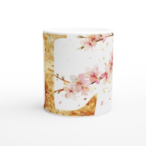 Taza Golden L - 11oz, Iniciales, Nombre, Iniciales Doradas, Regalo para ella, regalo de dama de honor, regalo del Día de la Madre, Café