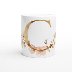 Golden C Tasse - 11 Unzen, Initialen, Name, goldene Initialen, Geschenk für sie, Brautjungfer Geschenk, Muttertagsgeschenk, Kaffee