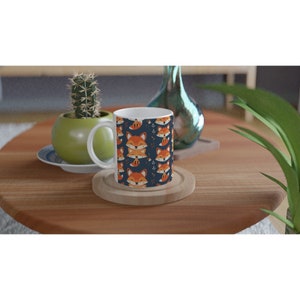 Fox pattern mug - 11oz. Cute fox, fox lover gift, Red fox, Ideal gift, Happy fox