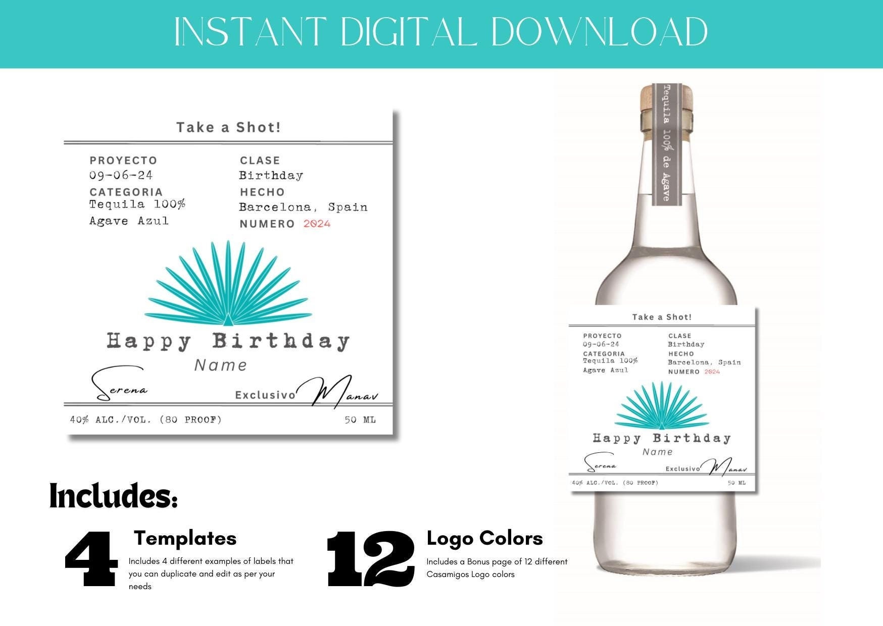 Benutzerdefinierte Casamigos Tequila Label, benutzerdefinierte Geburtstagsgeschenk, Casamigos Etiketten für 21