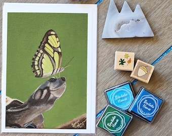 Blank Greeting Card - Turtle and Butterfly