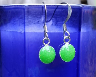 Medium Circle Resin Earrings - Lime Green - Glow in the Dark