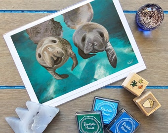 Blank Greeting Card - Manatees