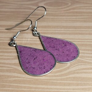 Handmade Teardrop Resin Earrings - Soft Purple