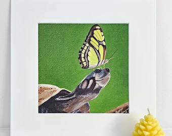 Turtle and Butterfly Art Print