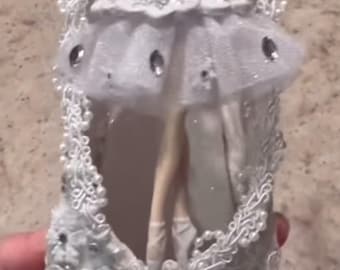 Painted Pointe Shoe-Snow Queen