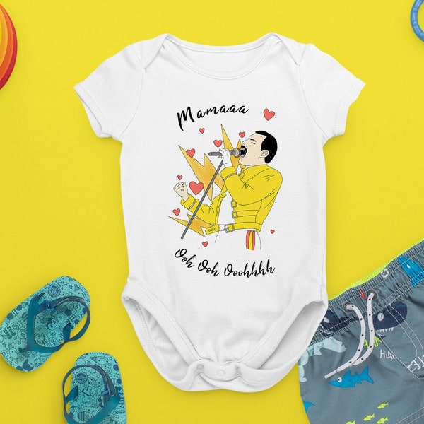 Mamaaa Ooh Ooh Ooohhhh Freddie Mercury Queen Baby Snapsuit Bodysuit