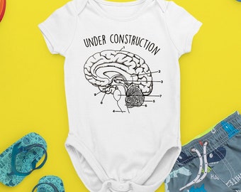 Under Construction Brain Diagram Baby Snapsuit Bodysuit