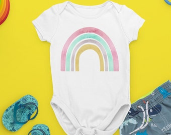Neutral Colorful Rainbow Baby Snapsuit Bodysuit