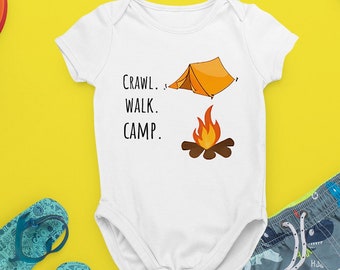 Crawl. Walk. Camp. Baby Snapsuit Bodysuit