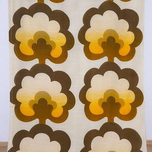 2 vintage curtains Pop Art Flowers floral 70s Mid-Century
