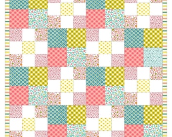 Blooming Flowers Quilt Pattern (38x47) - Easy DIY Baby Quilt (PDF)