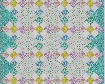 Easy Nine Patch-babyquiltpatroon: 34 x 51 inch (pdf)
