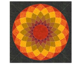 Patrón de bloque ONE para colcha Dahlia: Diseño de patchwork con base de papel de 20" (patrón en PDF) Geometría moderna