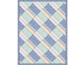 Prachtig blauw babyquiltpatroon: beginnersvriendelijk (pdf-download) Afgewerkte quilt 36 x 47 inch