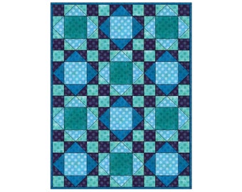 Blue Wave Baby Quilt Pattern: King's Crown Crib Quilt measuring 37" x 49"
